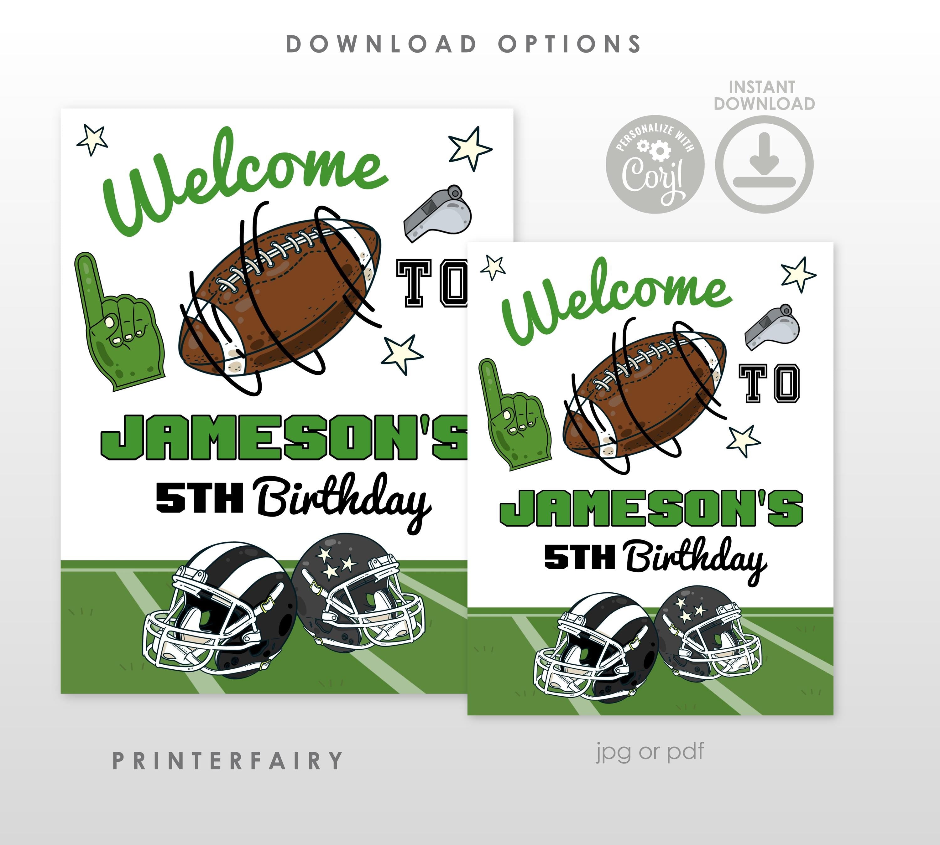 Football Birthday Party Welcome Sign Editable Template Party Printable Decorations