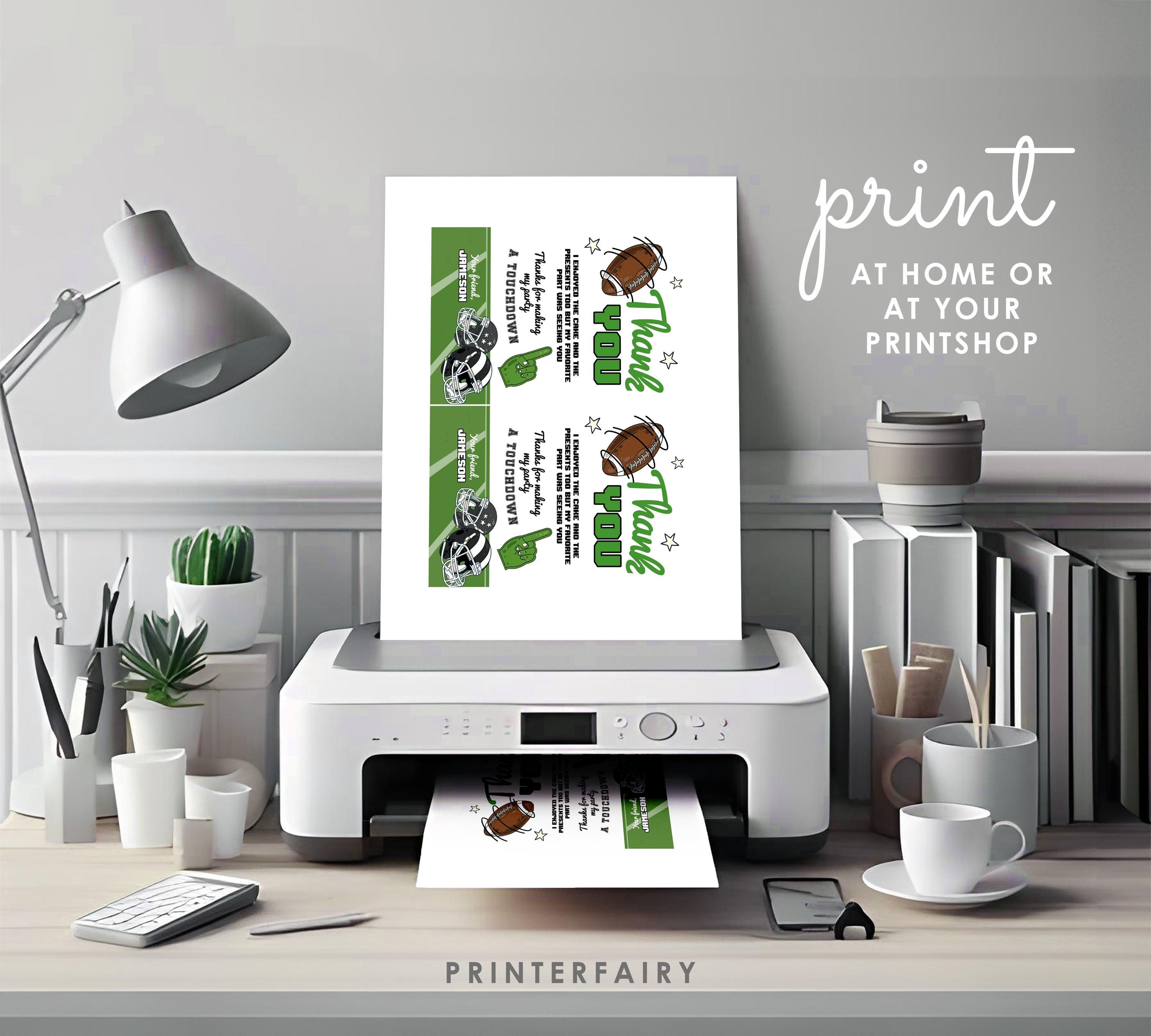 Football Birthday Thank You Card, Editable Template (Instant Download)