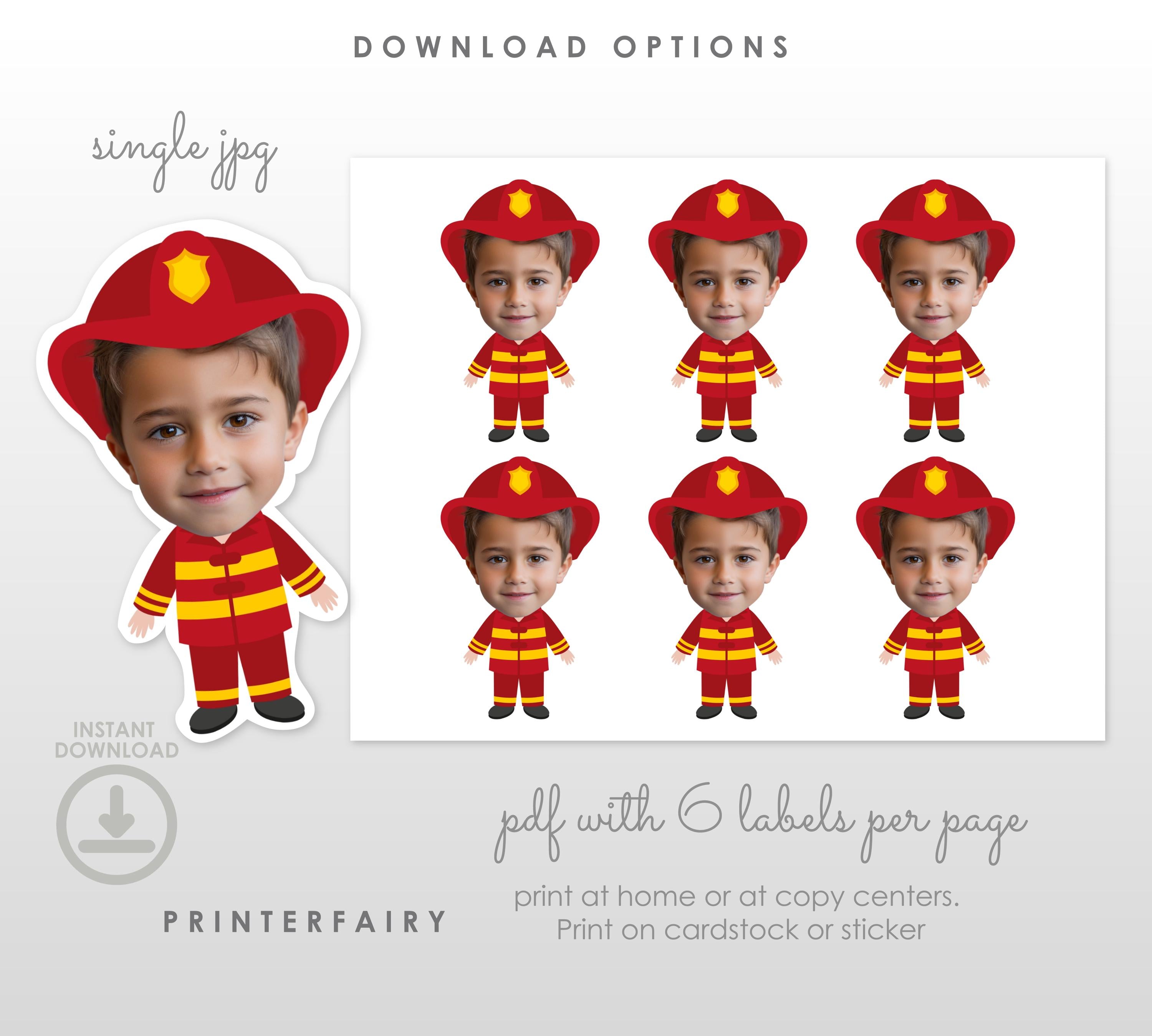 Firefighter Personalized Photo Toppers, Printable Personalized Decorations