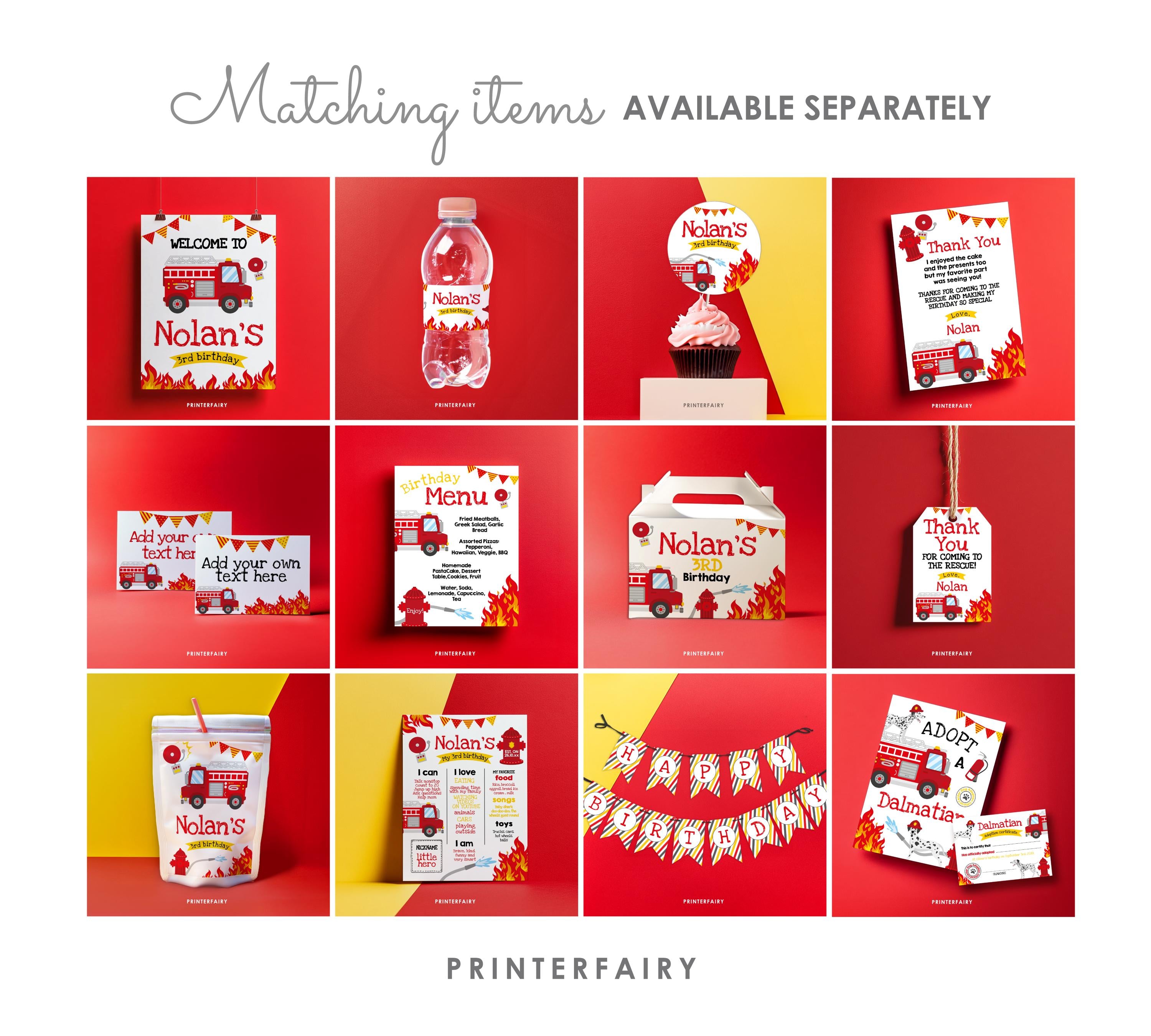 Firefighter Personalized Photo Toppers, Printable Personalized Decorations