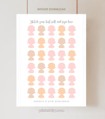 Welcome Sign for Guests to Draw Their Own Portraits, Guest Book Sign, Instant Download