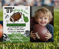 Football 2nd Birthday Invitation With Photo Editable Template, Instant Download