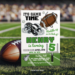 Football Birthday Invitation, Editable Sport Party Template (Instant Download)