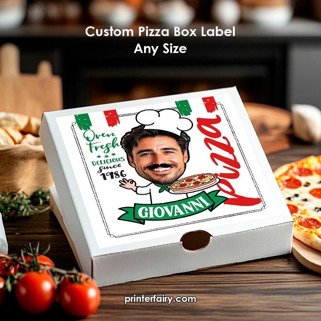 Personalized Pizza Party Label, Custom Pizza Box (Digital Printable)