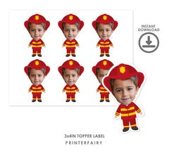 Firefighter Personalized Photo Toppers, Printable Personalized Decorations