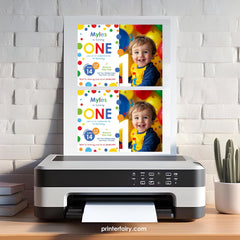 Primary Colors 1st Birthday Invitation, Photo Template (Instant Download)