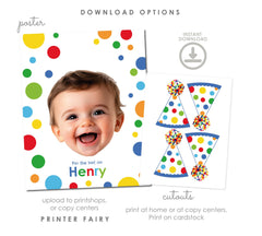 Pin the Hat Birthday Game, Photo Bow Party Activity, Editable Template (Digital Download)