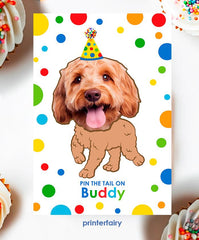 Personalized Dog Pin the Tail Game, Pet Birthday Party (Printable Poster)