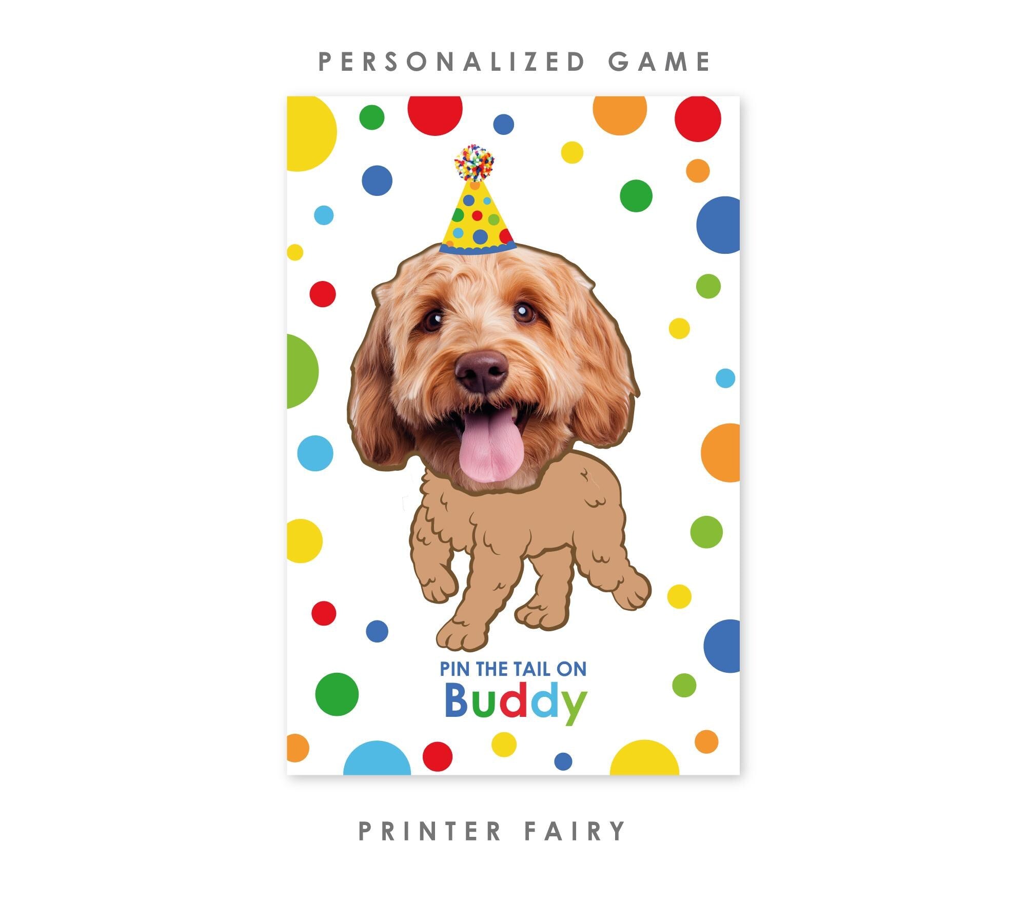 Personalized Dog Pin the Tail Game, Pet Birthday Party (Printable Poster)
