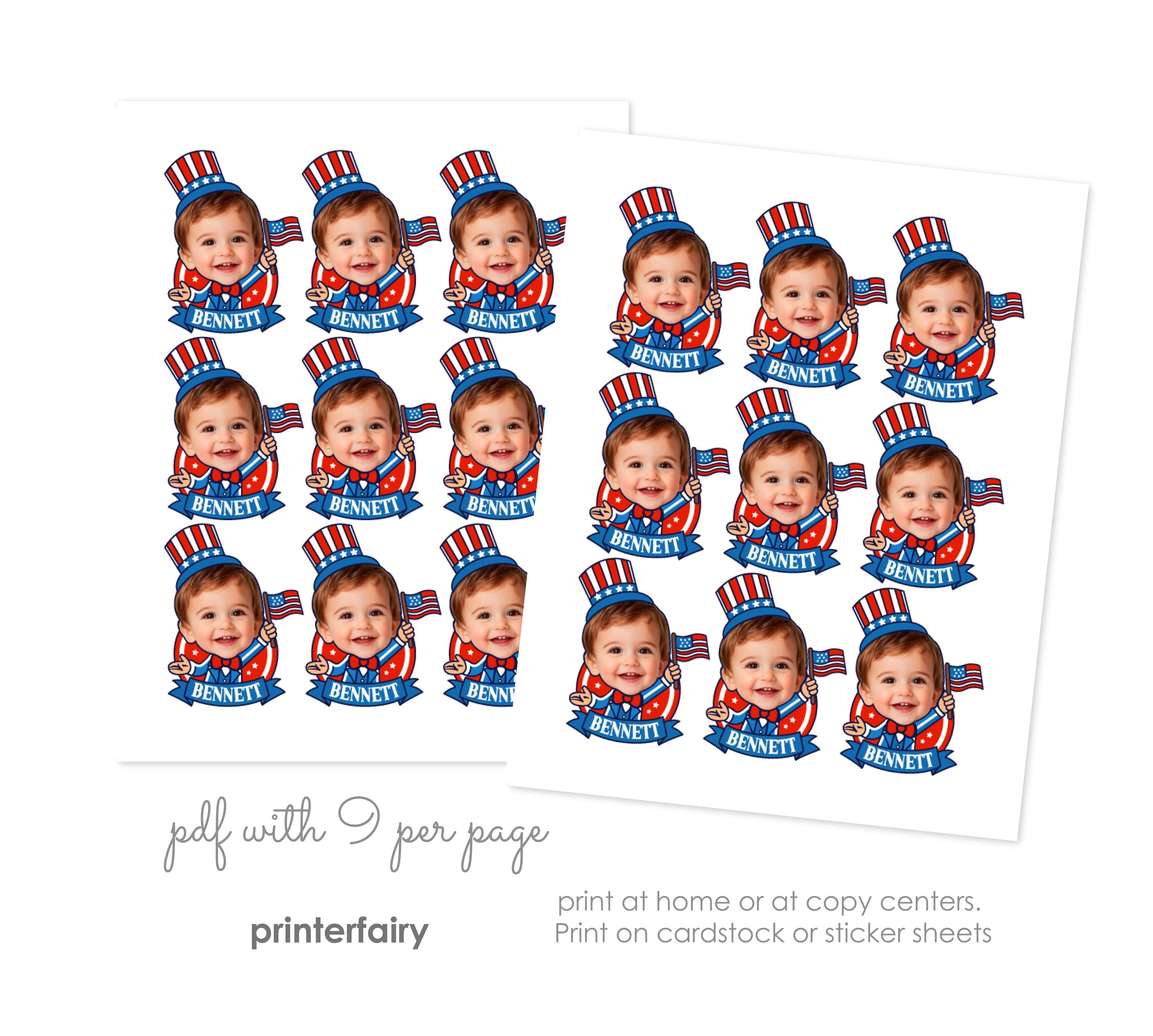 Personalized 4th of July Cupcake Toppers, Patriotic Party (Digital Download)