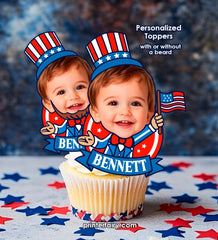 Personalized 4th of July Cupcake Toppers, Patriotic Party (Digital Download)