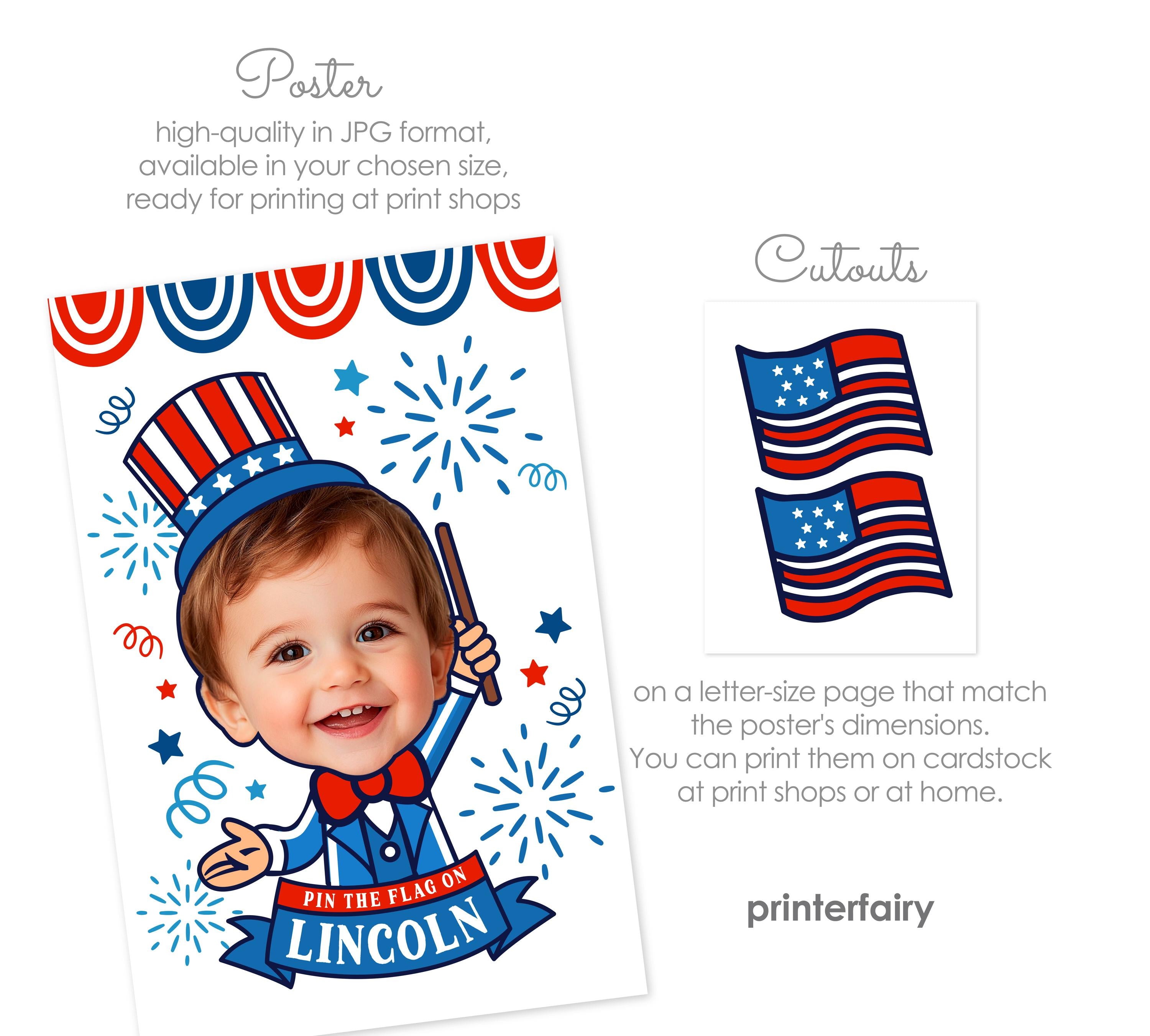 Personalized 4th of July Pin the Flag Party Game (Digital Download)