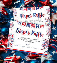 4th of July Baby Shower Diaper Raffle Tickets (Digital Download)