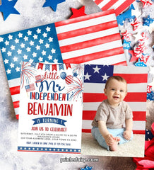 4th of July Birthday Invitation, Little Mr. Independent (Instant Download)