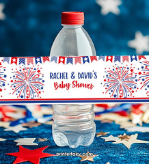 4th of July Water Bottle Labels, Editable Patriotic Baby Shower (Digital Download)
