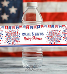 4th of July Water Bottle Labels, Editable Patriotic Baby Shower (Digital Download)