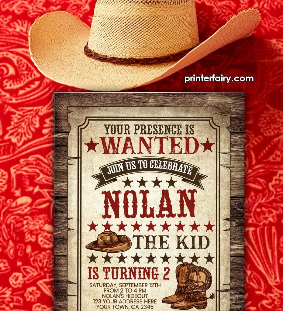 Editable Wanted Poster Invitation, Wild West Birthday (Digital Download)