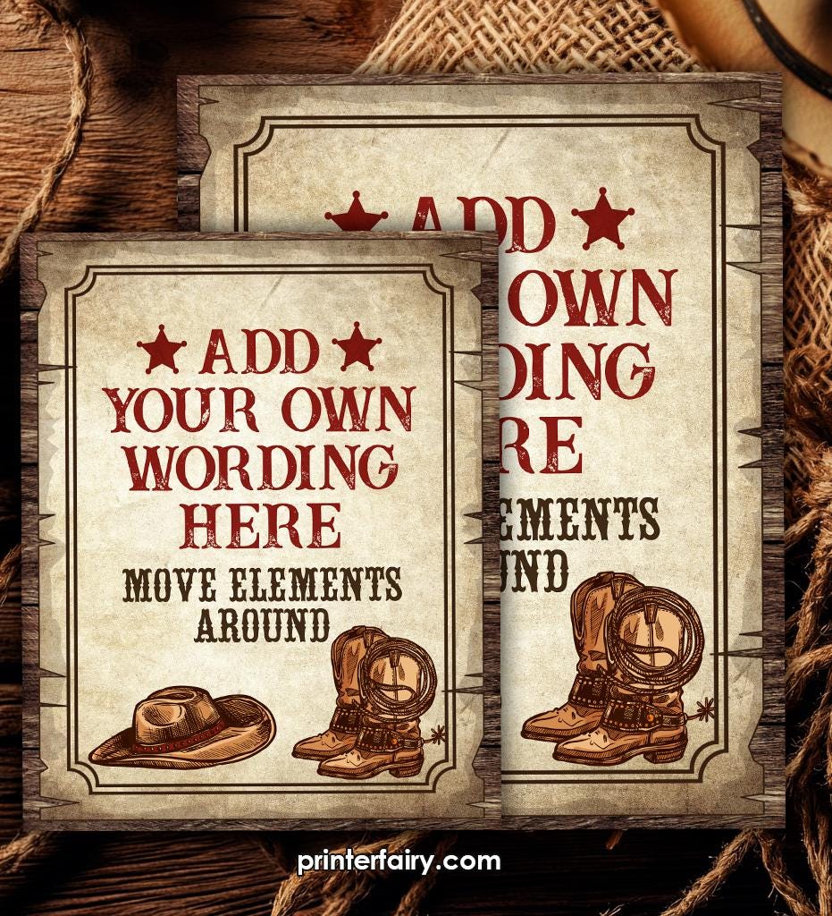 Editable Western Birthday Sign Template (Instant Download)