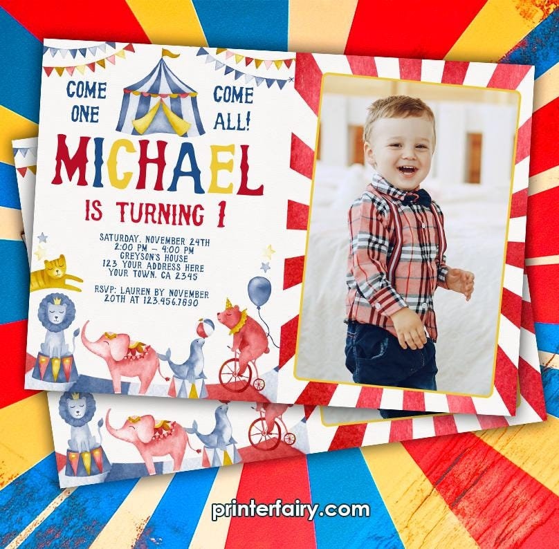 Editable Circus Birthday Invitation, Carnival Party (Digital Invite)