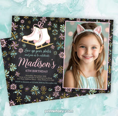 Ice Skating Birthday Invitation, Winter Party (EDITABLE INSTANT DOWNLOAD)