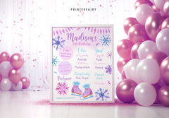 Ice Skating Birthday Board, Winter Wonderland Decor (Printable, Instant Download)