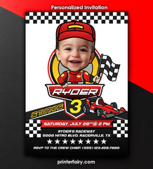Racing Car Birthday Invitation, Personalized Photo, Any Age (Digital Printable)