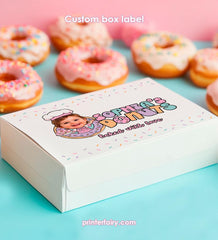 Personalized Photo Donut Box Label, Birthday Party Printable (Digital Download)