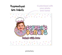 Personalized Photo Donut Box Label, Birthday Party Printable (Digital Download)