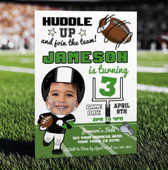 Football Birthday Invitation with Photo, Editable Template (Digital Download)