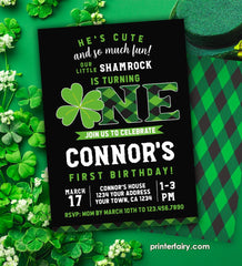 St Patricks Day First Birthday Invitation EDITABLE Template, INSTANT DOWNLOAD
