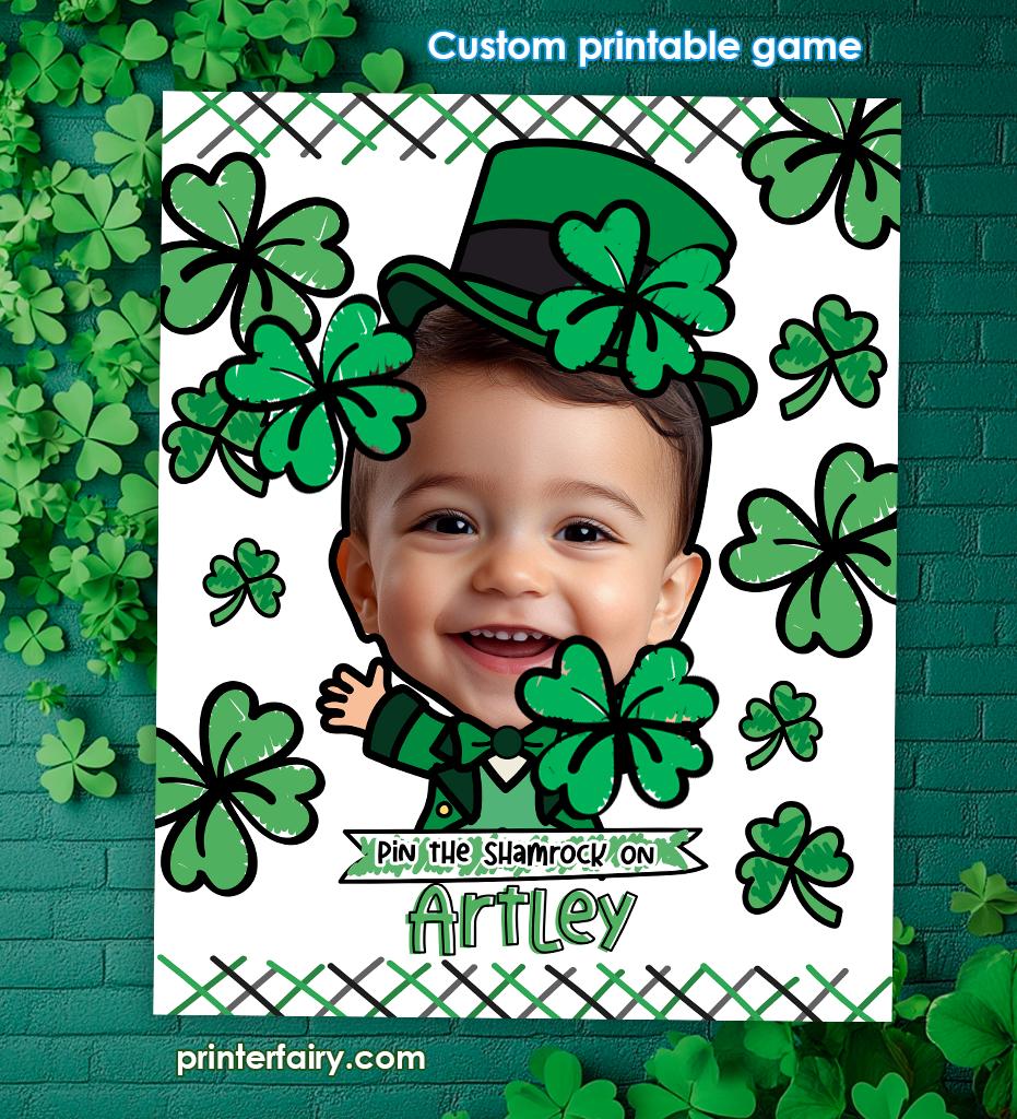 Personalized St Patricks Day Pin the Shamrock Game Poster (Digital Download)