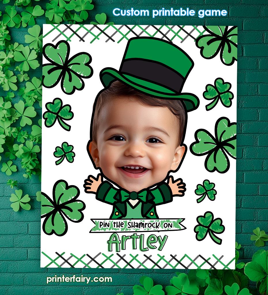 Personalized St Patricks Day Pin the Shamrock Game Poster (Digital Download)