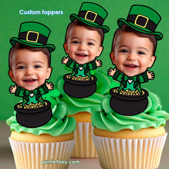 St Patricks Day Party Handmade Personalized Toppers with Photo, Any Age, Party Printable Decorations, Printable Stickers or Toppers Any Size