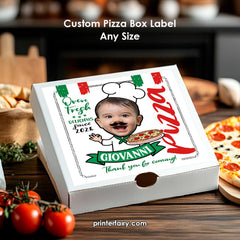 Personalized Pizza Box Label, Trattoria Party Decoration (Digital Printable)