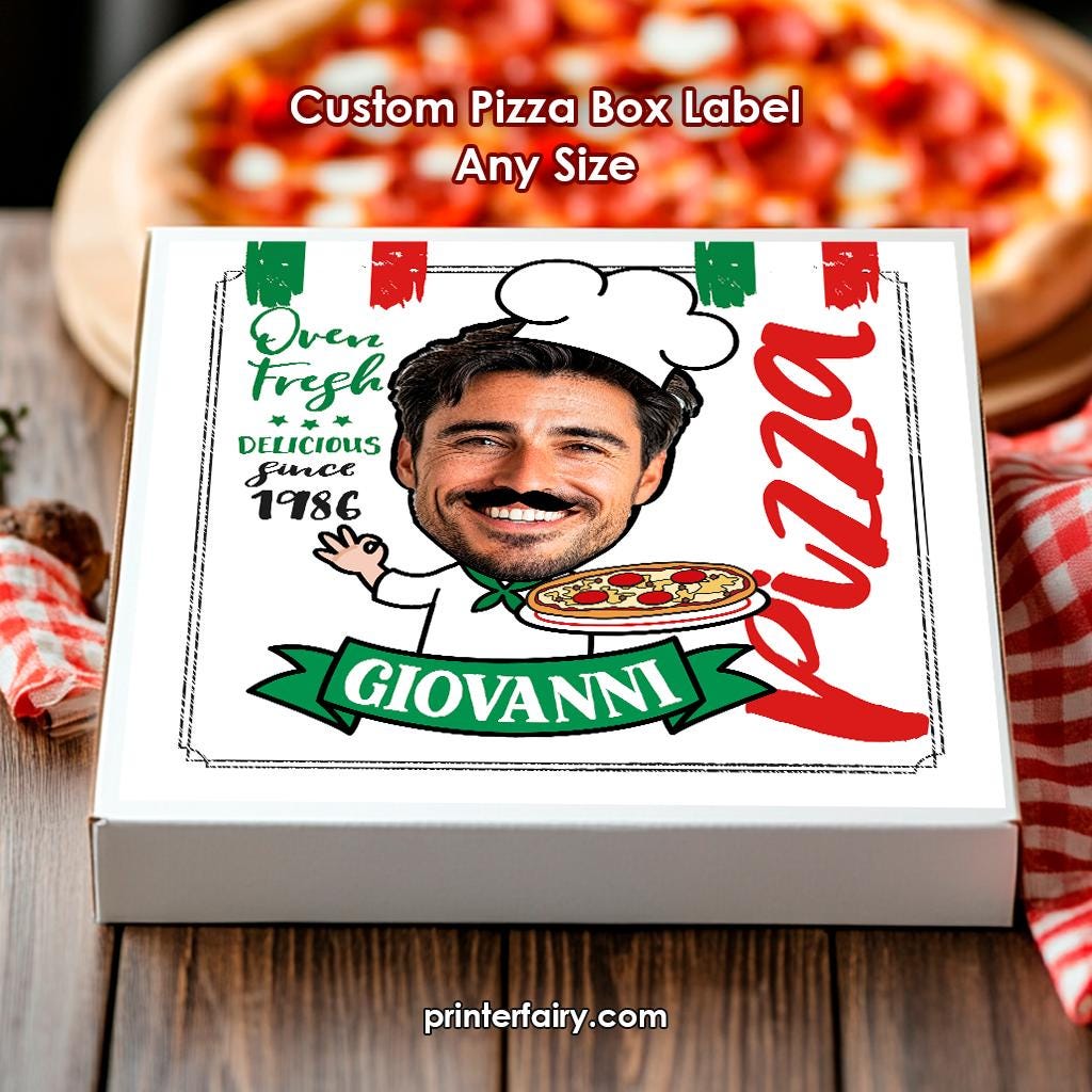 Personalized Pizza Party Label, Custom Pizza Box (Digital Printable)