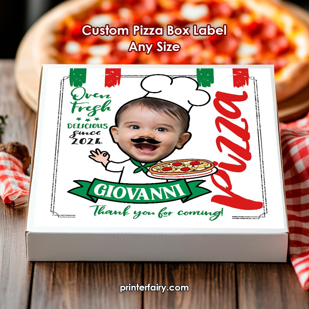 Personalized Pizza Party Label, Custom Pizza Box (Digital Printable)