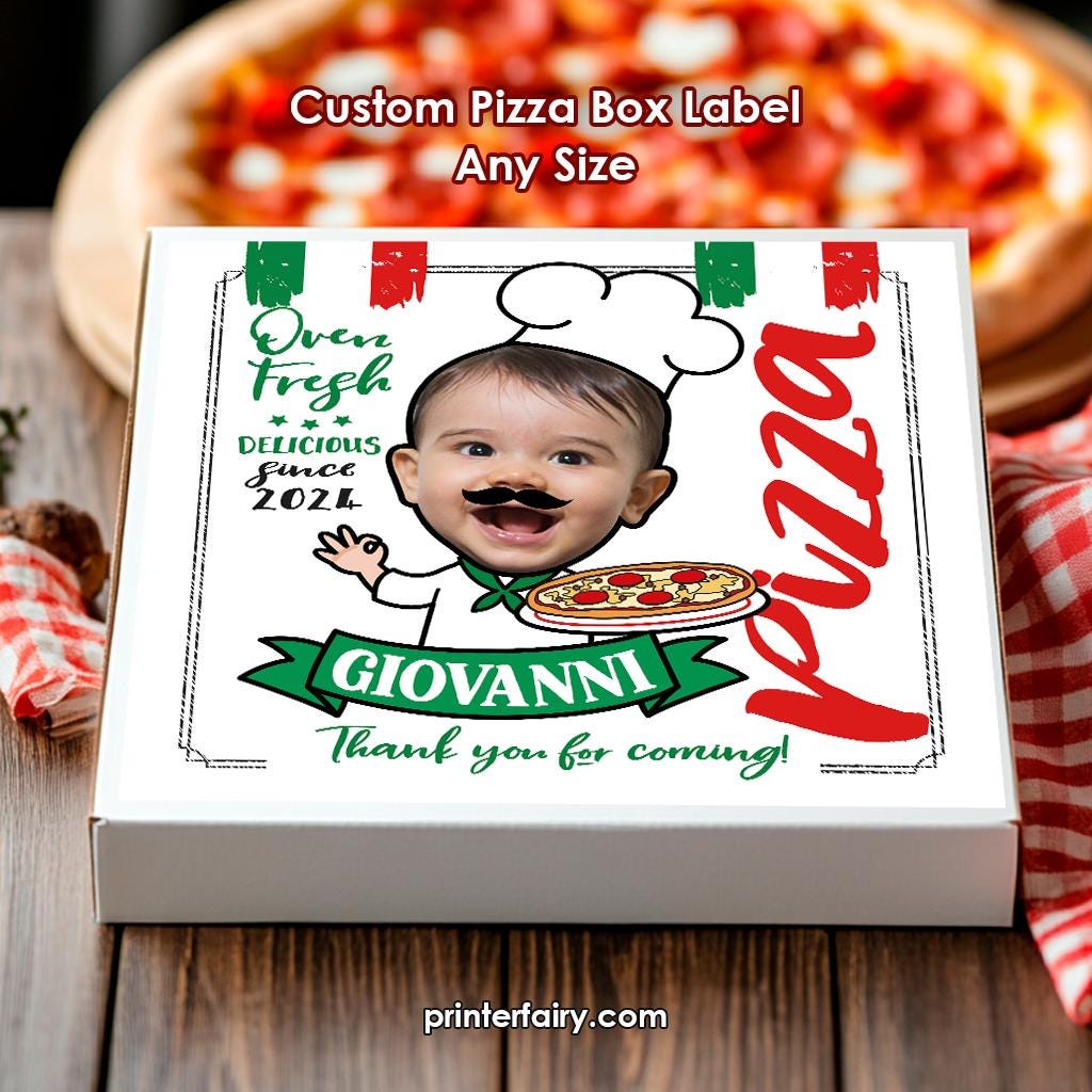 Personalized Pizza Party Label, Custom Pizza Box (Digital Printable)