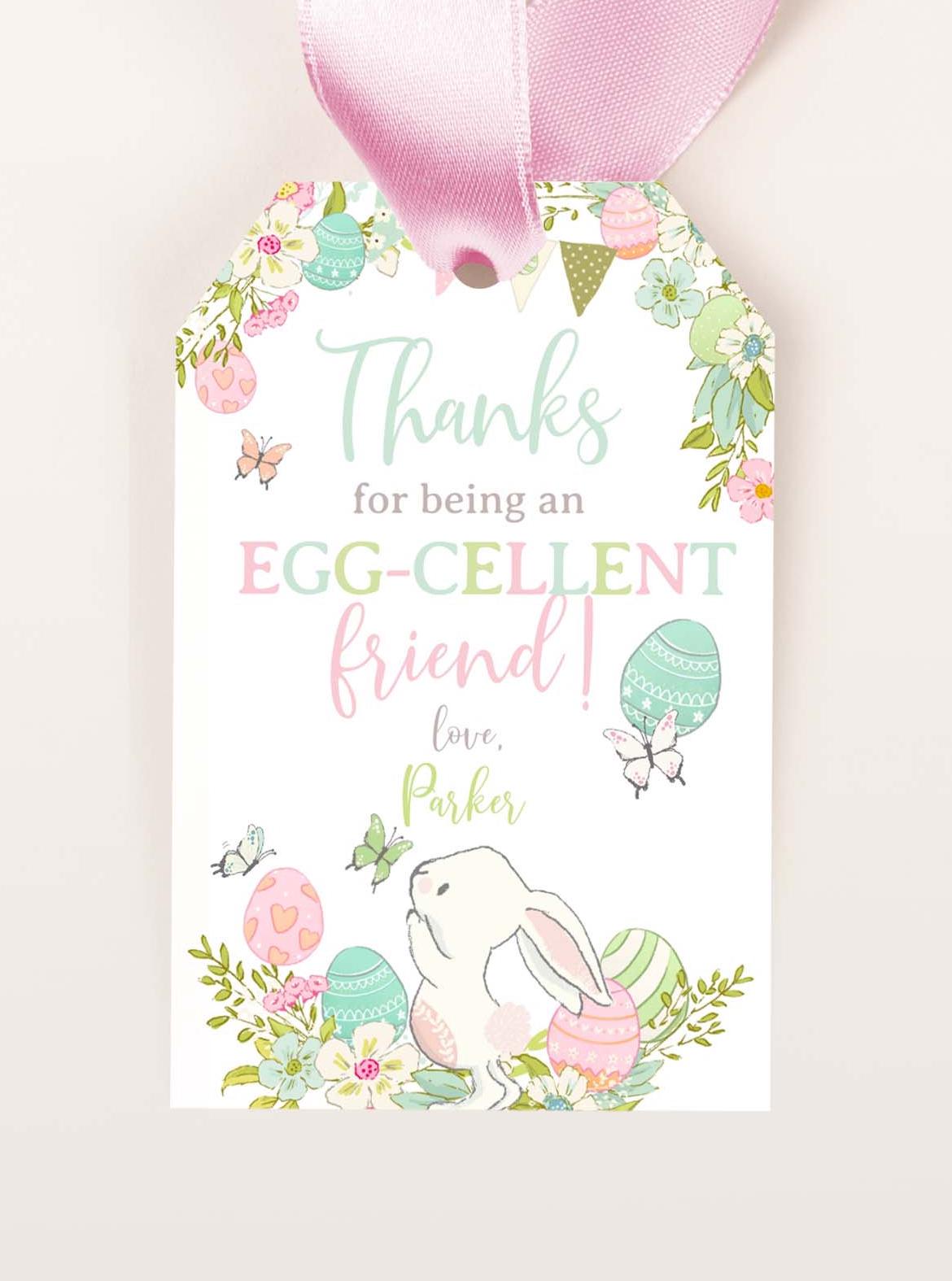 Editable Easter Gift Tag Template, Bunny Printable (Instant Download)