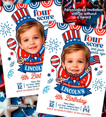 4th Birthday Invitation, Fourscore, Personalized Photo (Digital Invitation)