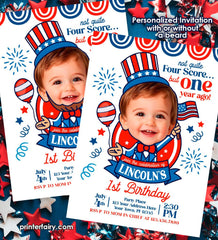 4th of July Birthday Invitation, Personalized Photo, Fourscore (Digital Invitation)