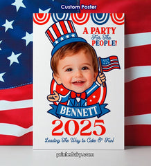 Personalized 4th Birthday Party Poster, Independence Day Decor (Digital)