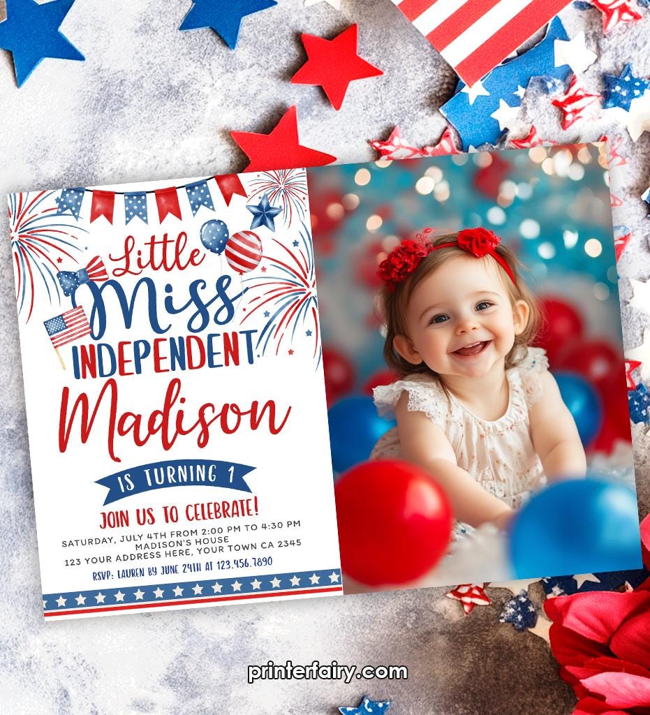 Miss Independent 4th Birthday Invitation, Editable Template (Digital Download)