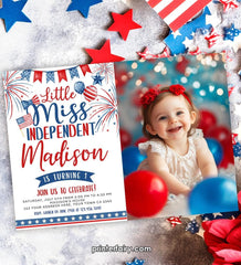 Miss Independent 4th Birthday Invitation, Editable Template (Digital Download)