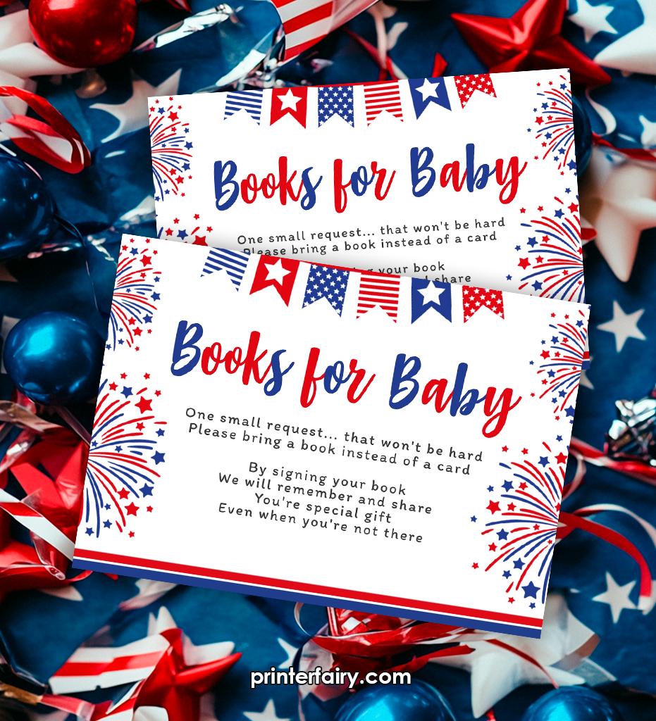 4th of July Baby Shower Books for Baby Insert (Editable Digital Download)