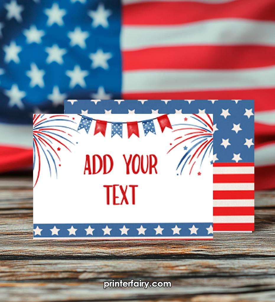 4th of July Food Tents, Independence Day Place Cards (Instant Download)