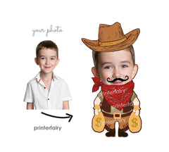 Western Personalized Toppers or Stickers with your Photo, Party Printable Decorations