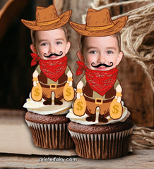 Western Personalized Toppers or Stickers with your Photo, Party Printable Decorations