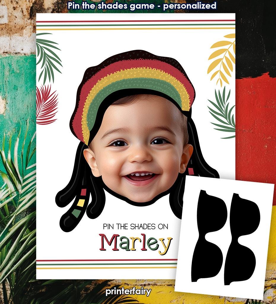 Personalized Reggae Pin the Shades Party Game (Digital Download)