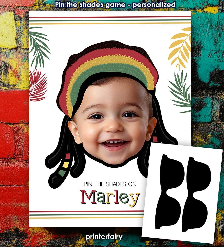 Personalized Reggae Pin the Shades Party Game (Digital Download)