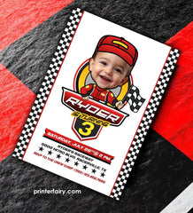 Personalized Racing Birthday Invitation with Photo (Digital Printable)